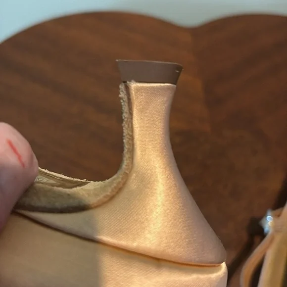 Ballroom dance shoes  satin  light Peach/rose gold  rhinestone buckle
Leather so - Picture 15 of 16